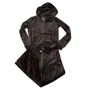 Plush & Lush Soft Velour Tracksuit Set - Brown - Hoodie (M) + Pants (S) Y2K Vibe